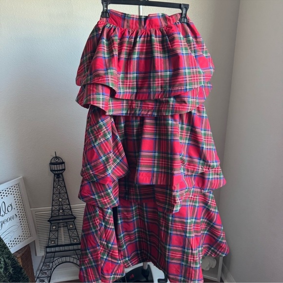 NWT Buru Teagan Shimmer Tiered Ruffle Full Length Side Seam Pocket A-Line Skirt - Picture 6 of 9